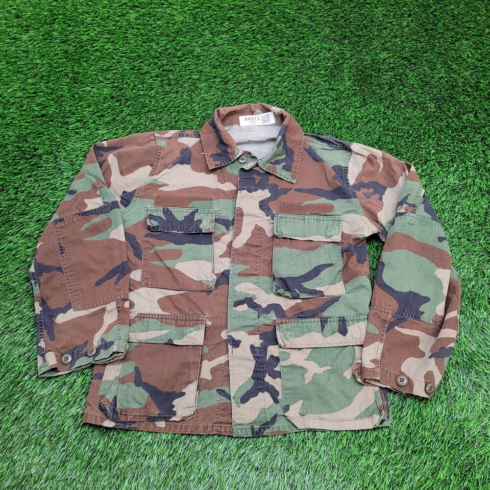 Vintage 90s Woodland BDU Camo Jacket S/M 20x25 Multi-Pocket